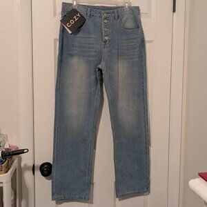 NWT C.O.Z.Y. high rise straight leg exposed 5 button fly jeans size 8